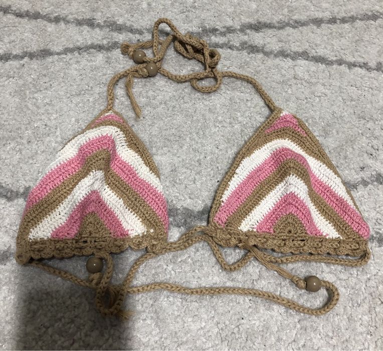 Costum de baie marime M tricotat costum de baie doua piese tricotat