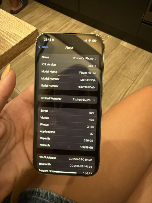 Iphone 16PRO 256 GB White