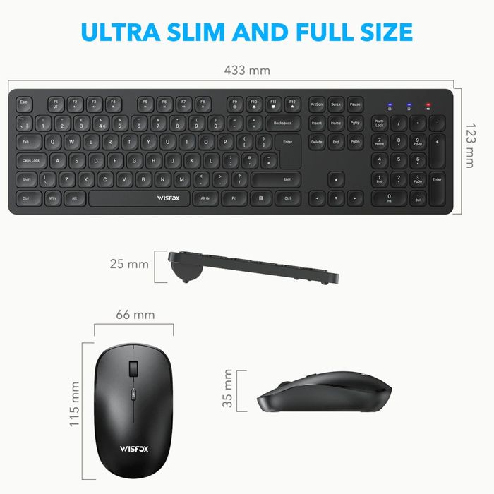 Tastatură și mouse wireless WisFox, 2,4 GHz WisFox