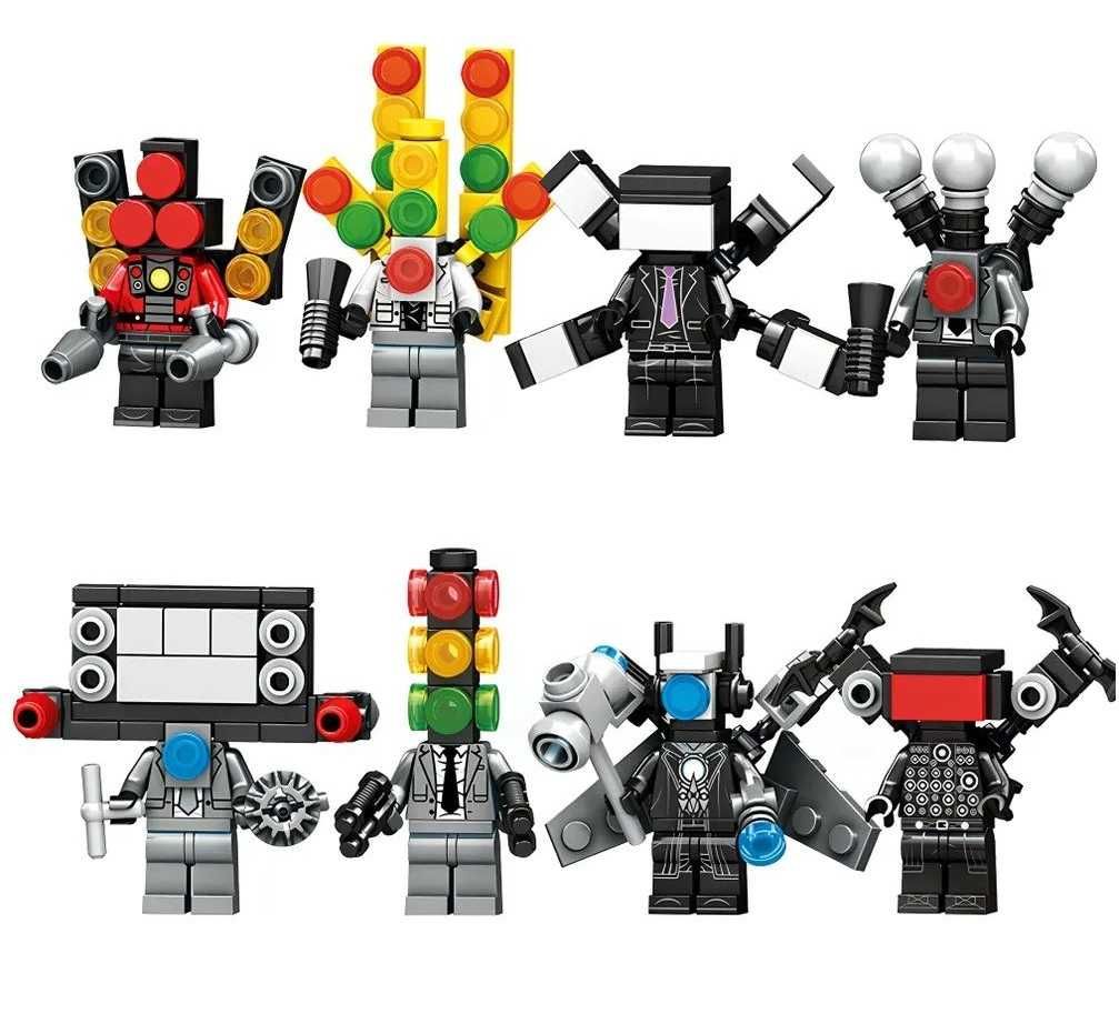Set 8 Minifigurine tip Lego Skibidi Toilet Man pack3