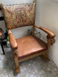 Balansoar vechi vintage scaun piele naturala sculptat Brødrene Bjotvei
