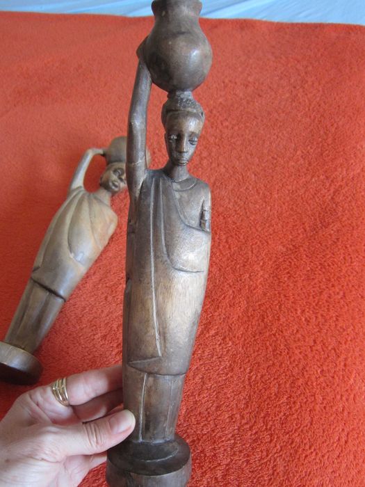 cadou rar Mama Tata si copiii sculptura lemn,arta africana vintage