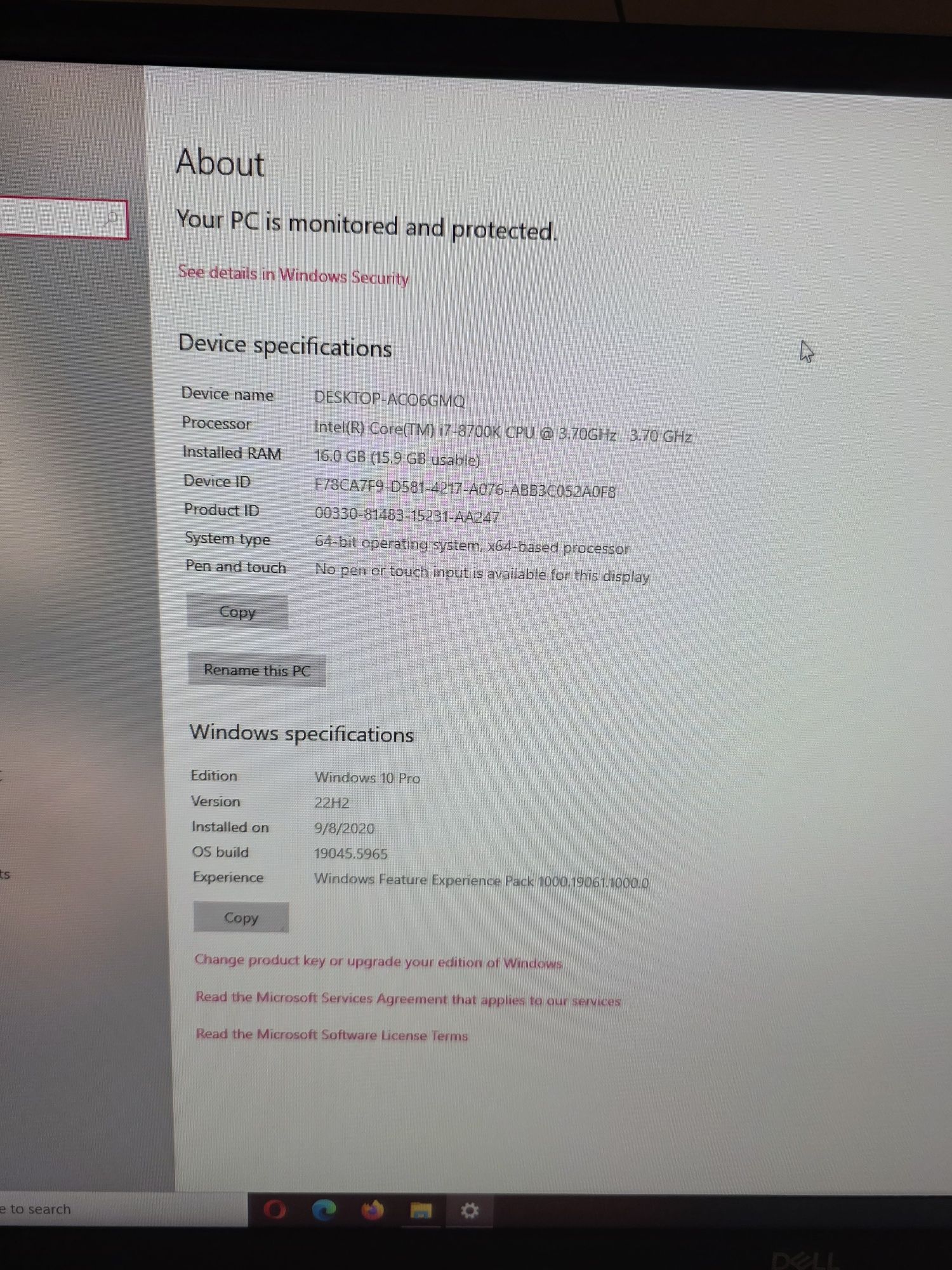 Vand Pc i7 -8700k  + desktop