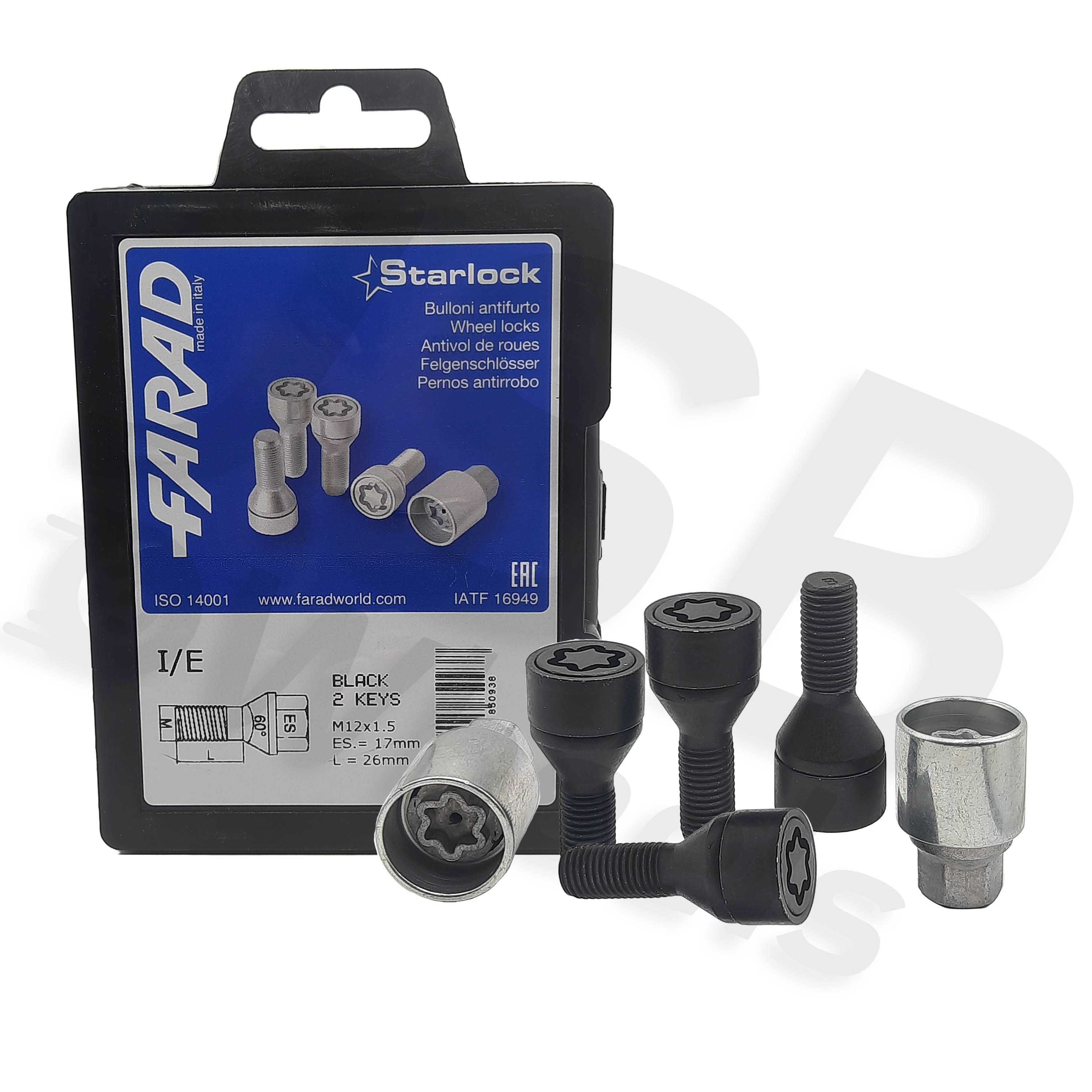 Set prezoane antifurt negre Starlock 2 chei M12x1.5 Dacia,Renault, BMW