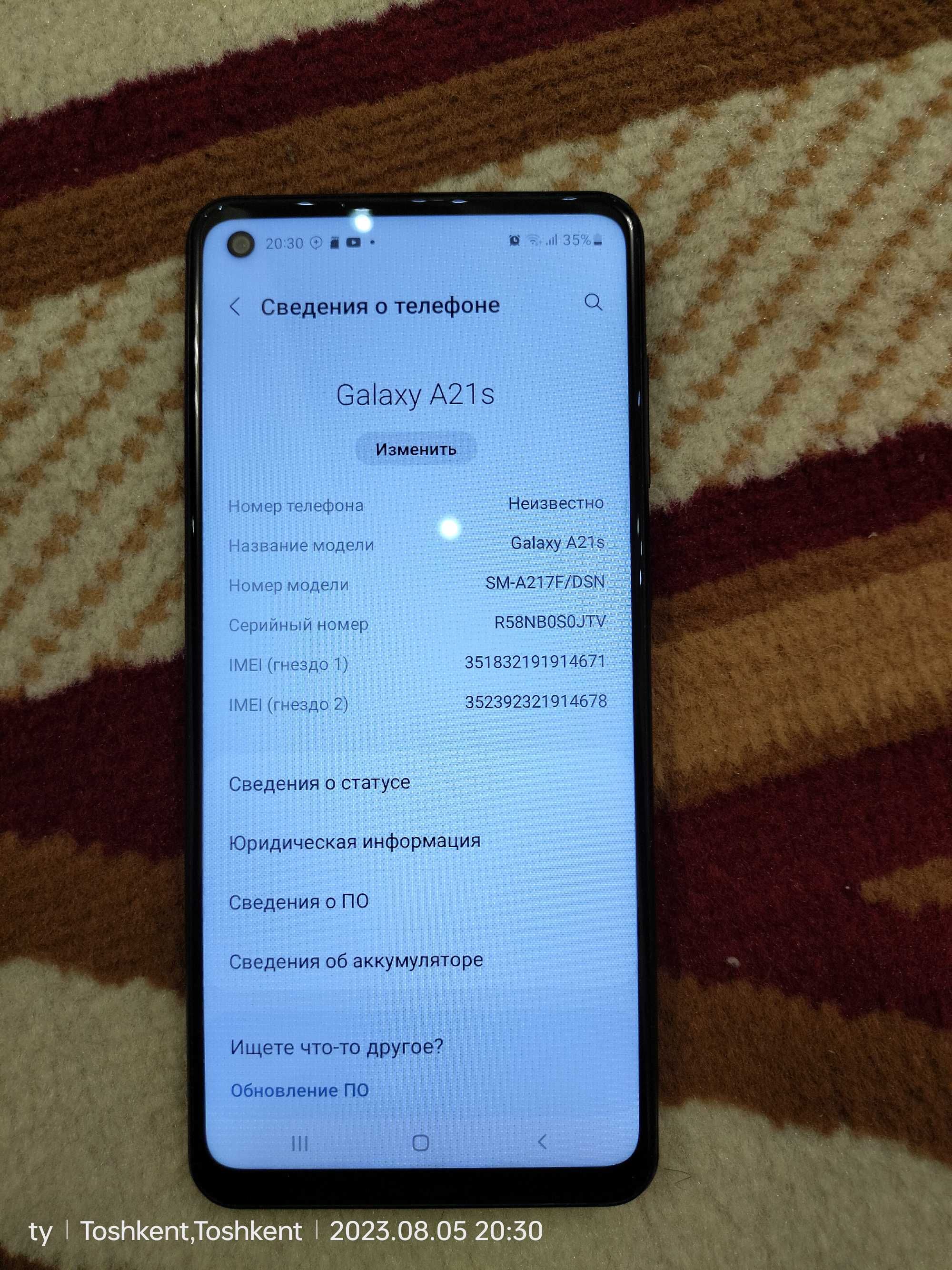 Galaxy A21s b/u 100$