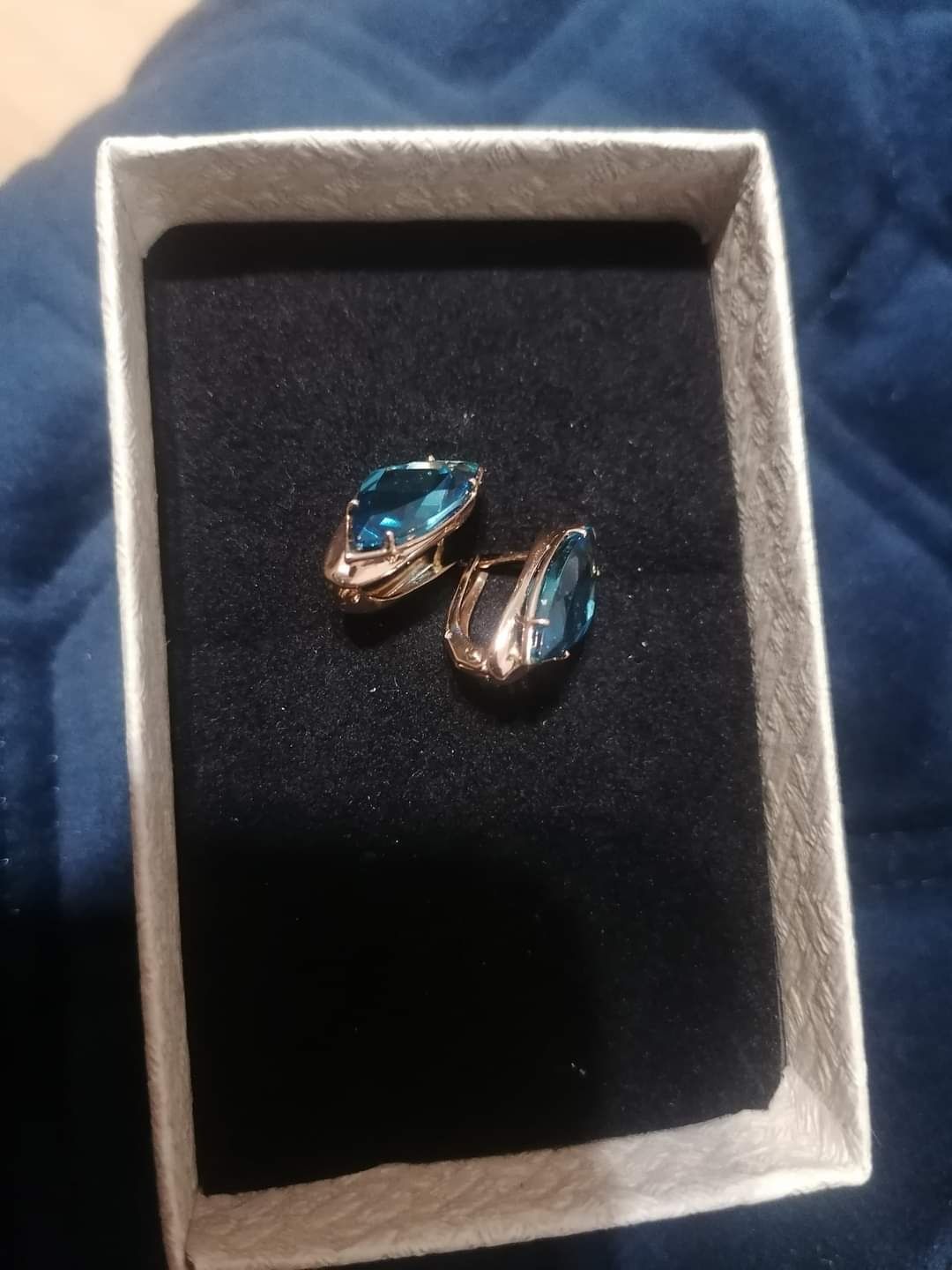 Cercei aur roz 585 cu piatra Topaz London, aur 14K