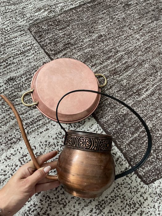 Stropitoare Ibric cupru hand made antique cu tavita