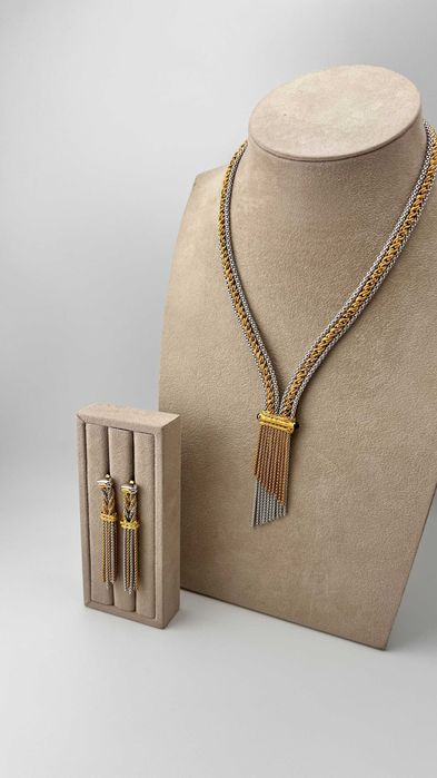 Комплект колье и серьги из золота 750 пробы