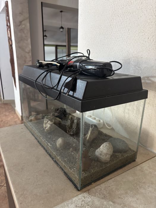 acvariu complet cu filtru, incalzitor, lampa