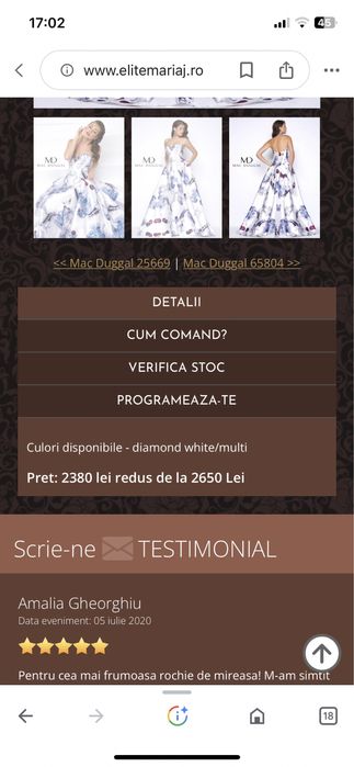 Vând rochie Mac Duggal