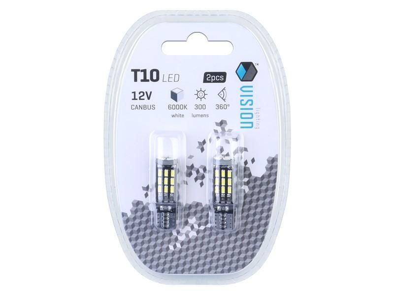 крушки диодни vision w5w (t10) 12v 24x 3014 smd led, canbus, бeли, ...