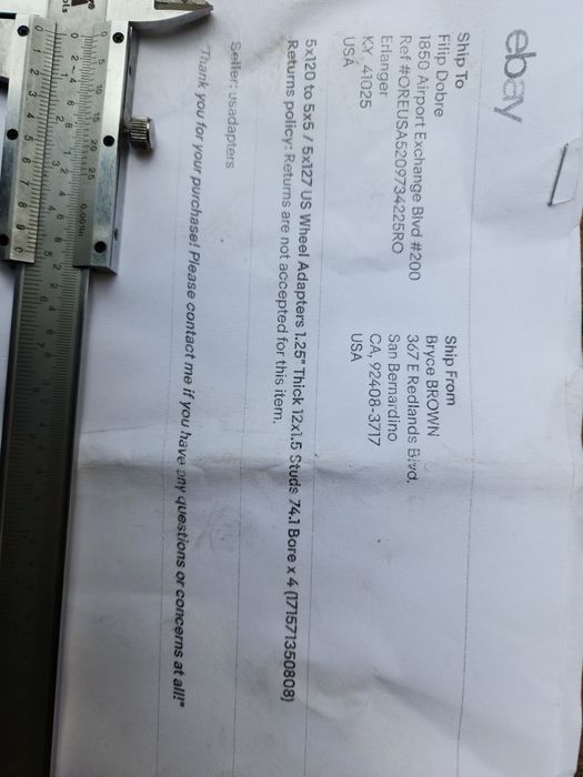 Flanșe adaptoare de la 5x120 (butuc) la 5x127 (janta)