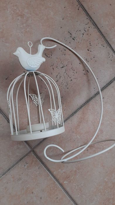 фенер-свещник метален, дизайнерски тип клетка за птици, ретро, за свещ
