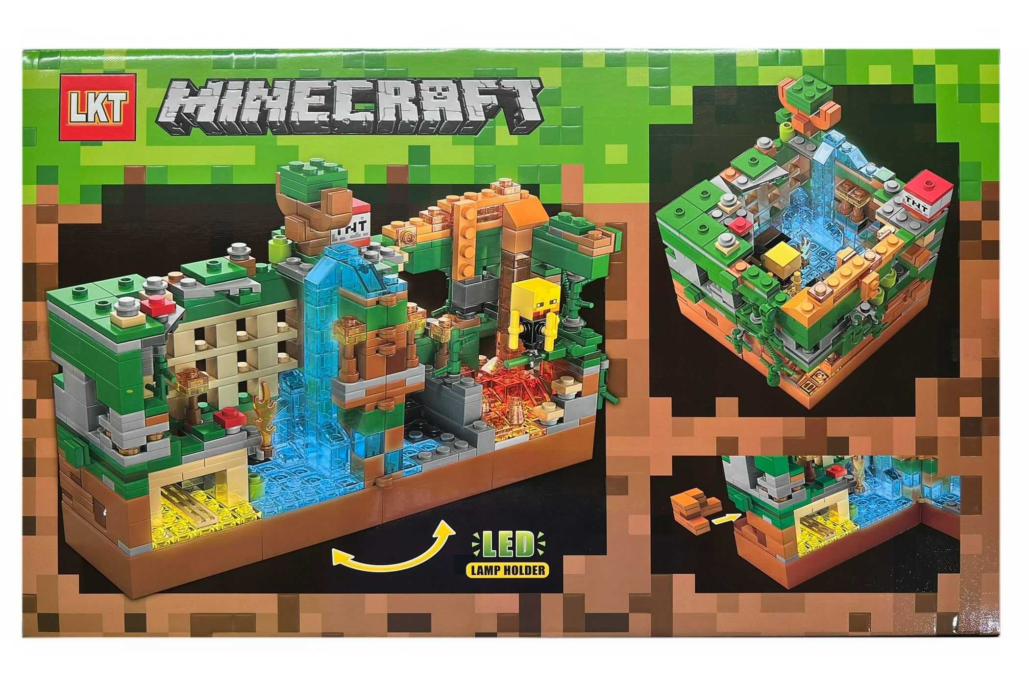 Set de constructie LKT Minecraft cu lampa LED 591 piese tip lego