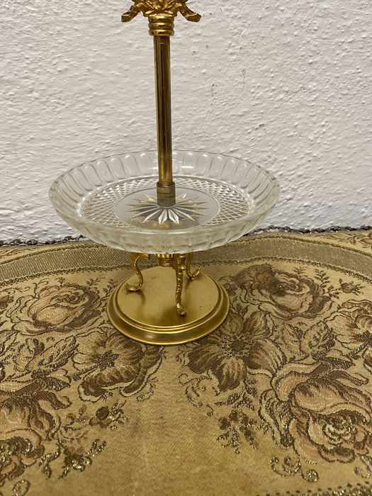 Винтидж италианска кристална бонбониера с месингова стойка 1950-те