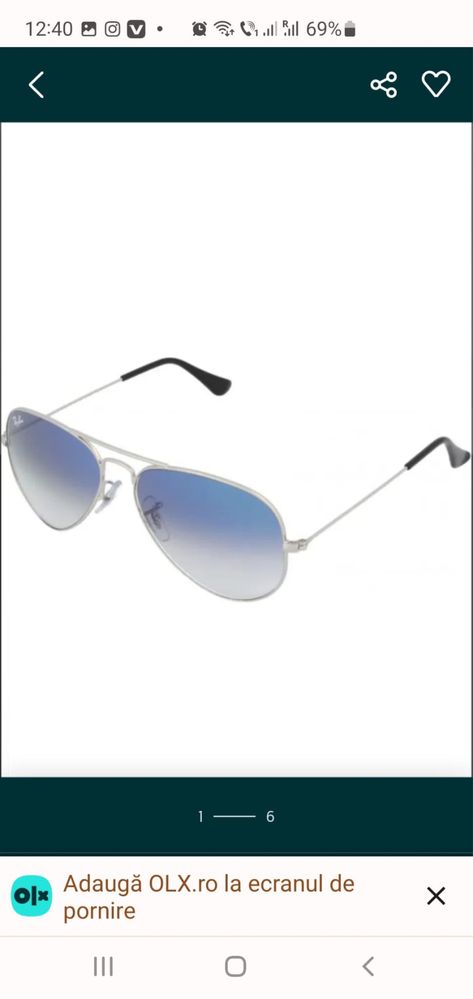 Ochelari de soare Ray Ban Aviator Gradient RB3025 003/3F 58 M Unisex