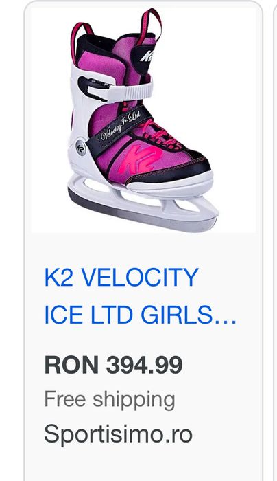 Patine reglabile iarna gheata fete K2 VELOCITY ICE LTD GIRLS