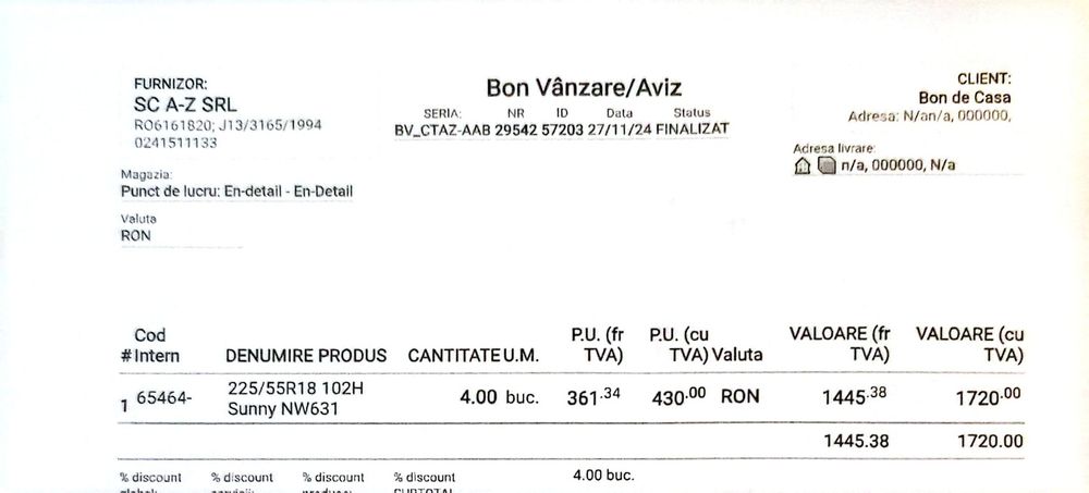 Set anvelope de iarnă Sunny