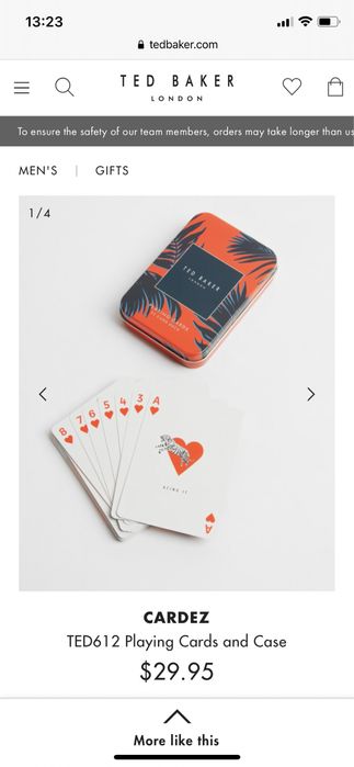 Дизайнерски карти за игра Ted Baker