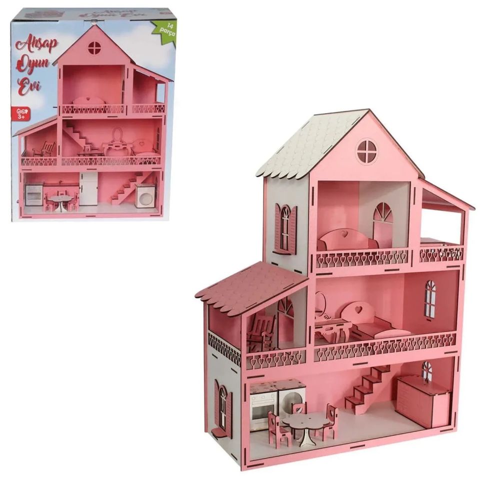 Дървена къща за кукли "Pink dolls"