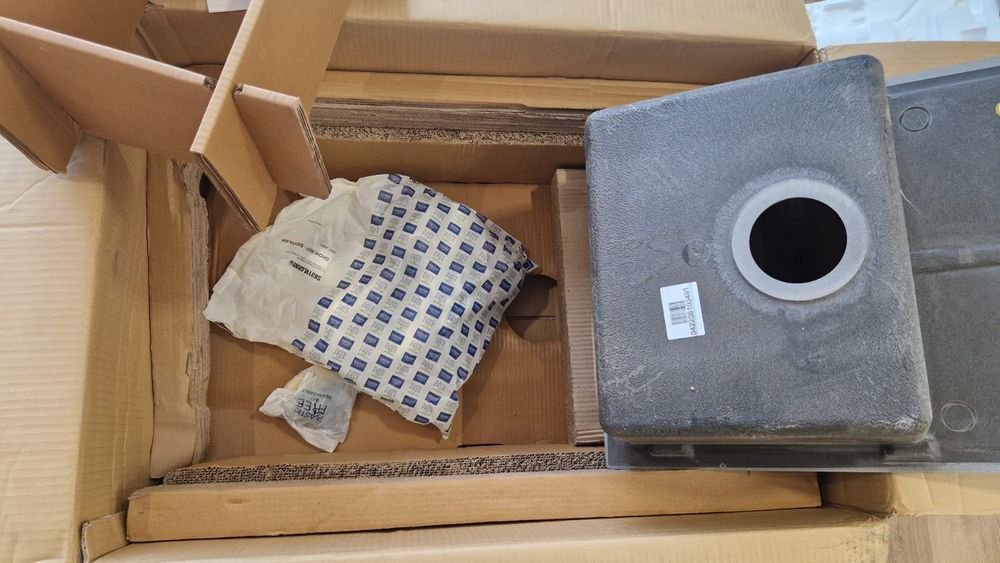 НОВА!GROHE Композитна мивка за кухня в цвят сив гранит с отцедник K400