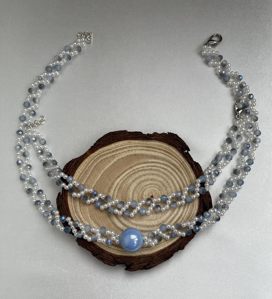 Hand-made Colier  + bratara din cristale biconice si perle