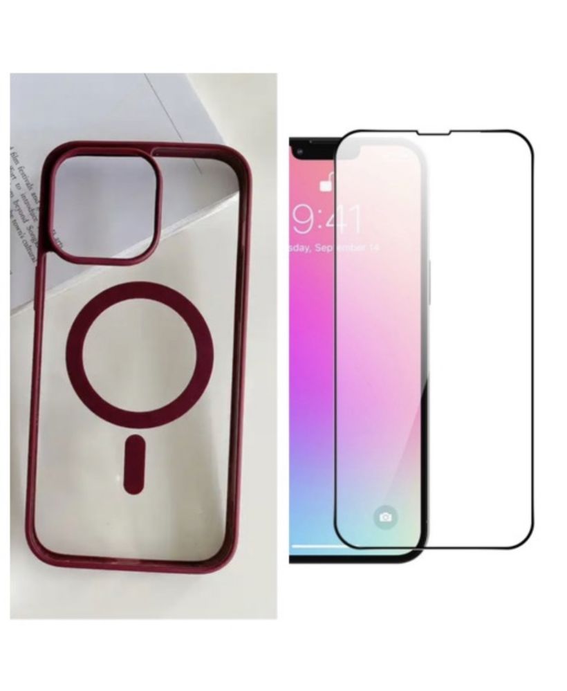 Husa Compact Magsafe + Folie Sticla Iphone 14/15/16E/16/PRO/MAX/PLUS