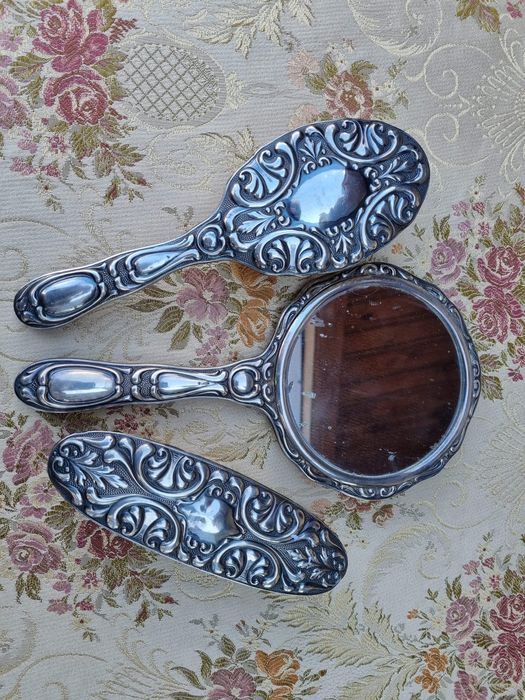 Set antic de toaleta, din argint german 835