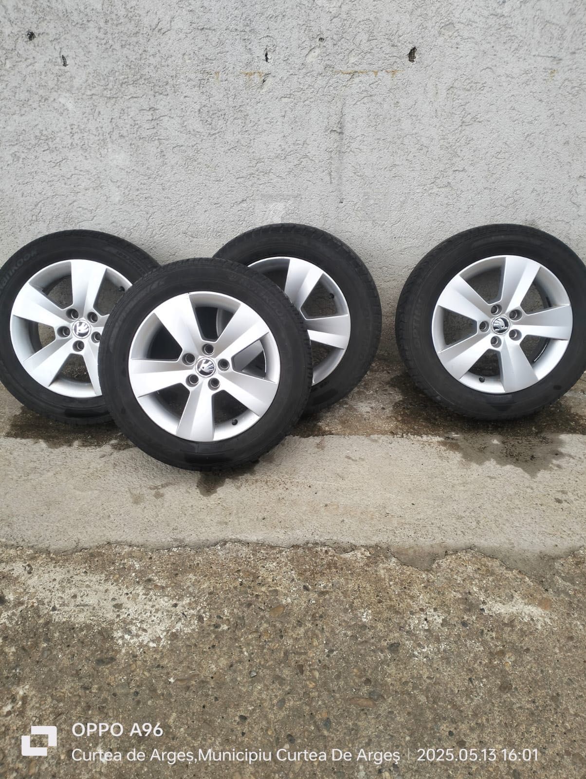 Set4 jante Skoda rapid.R15,5x100 cu cauciucuri vară hankook 185*60*r15