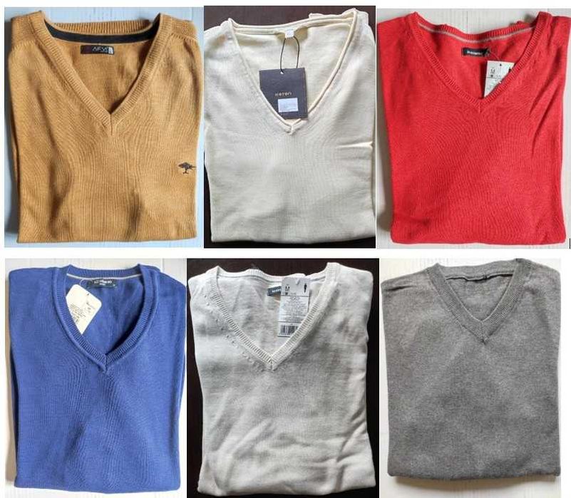 6 pulovere casual/bumbac/decolteu in V, mar. M, noi, cu/fara eticheta
