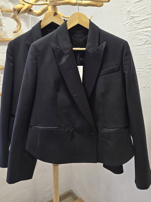 ZARA нов лимитиран черен костюм с вълна