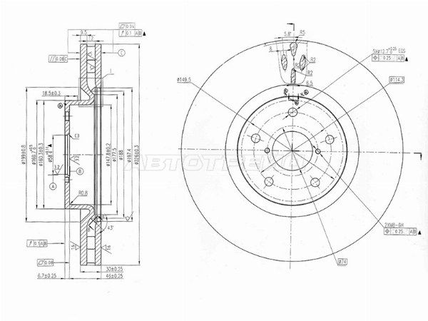 Диск тормозной Subaru Impreza