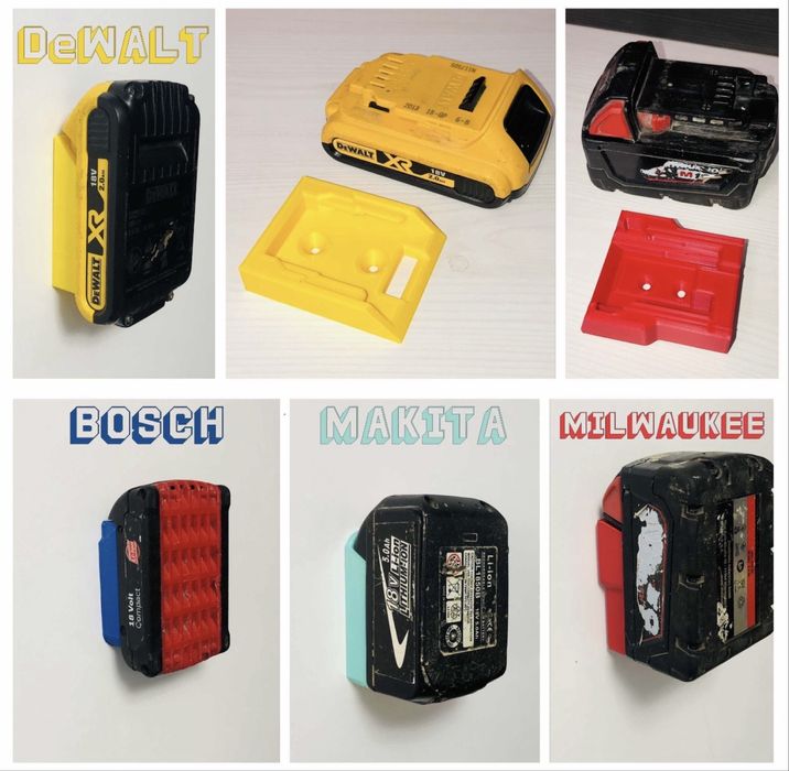 Suport organizare acumuator Milwaukee Bosch Dewalt Makita Parkside