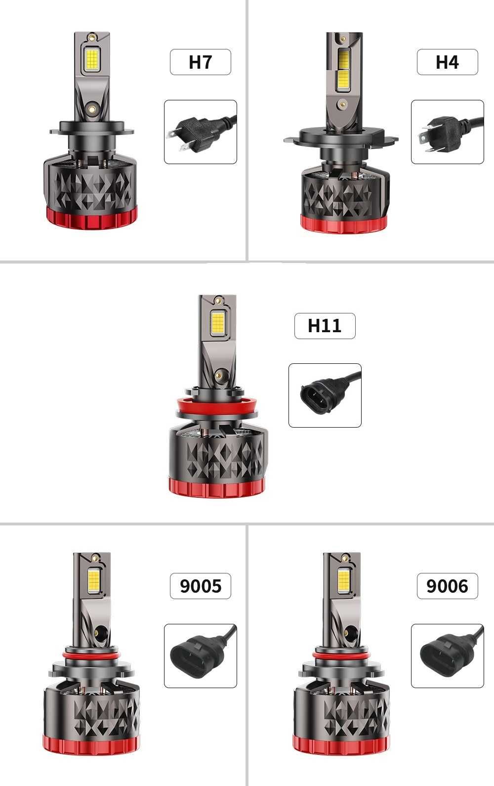 Комплект LED крушки за фарове H4/H7/H8/H9/H11/9005/HB3/9006/HB4 ,250w.