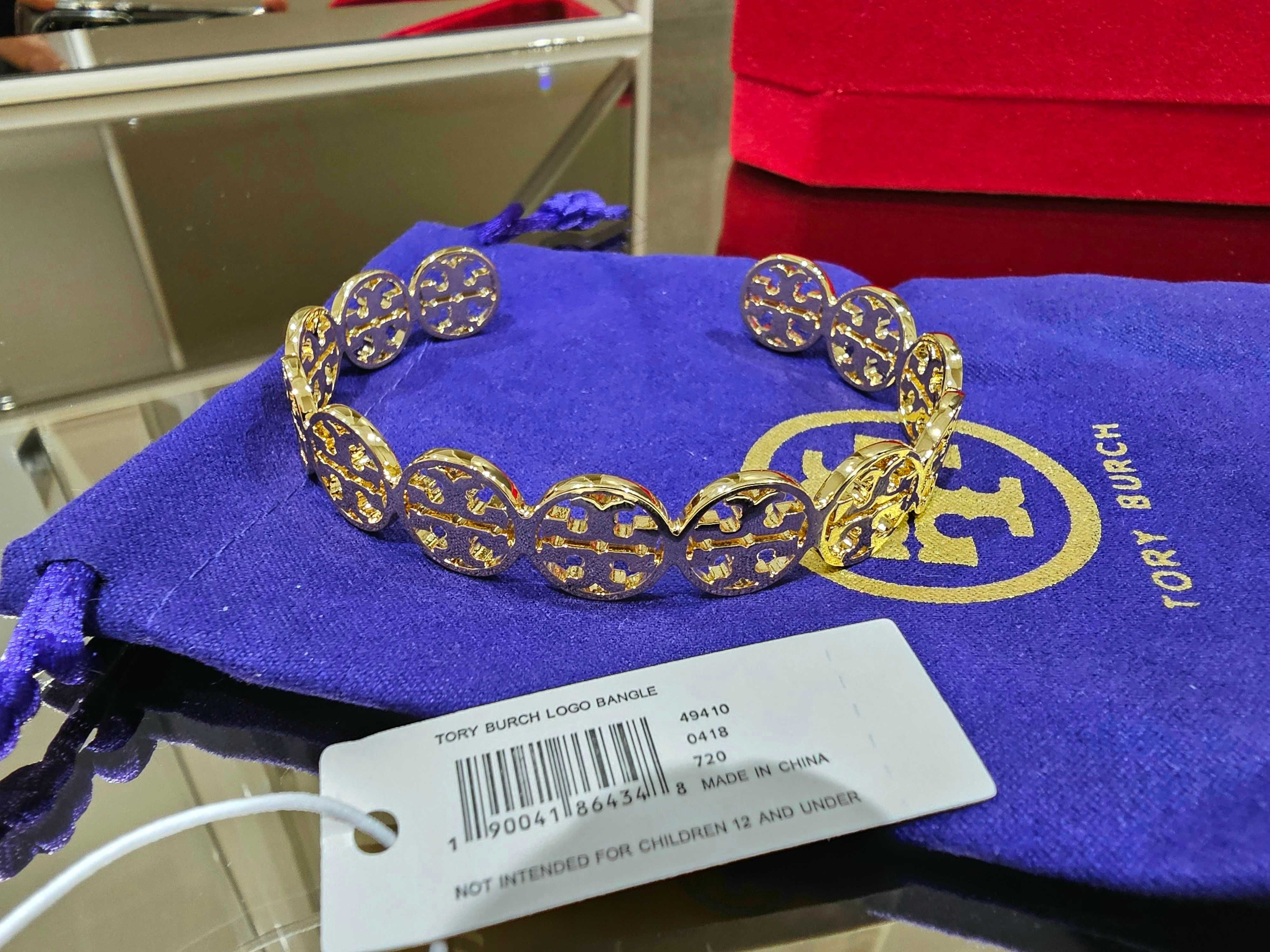 Tory Burch Frozen Logo 18k Gold Plated Cuff Дамска Гривна