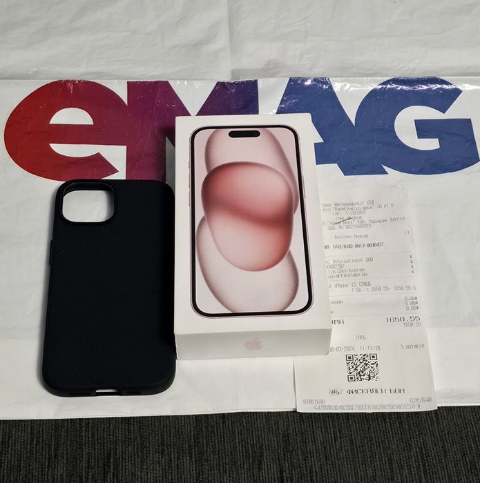 КАТО НОВ 128GB iPhone 15 5G Гаранция от ЕМАГ до 2026  Pink РОЗОВ