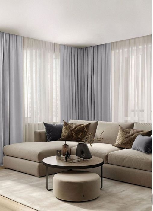 Шторы серые велюр 270×250