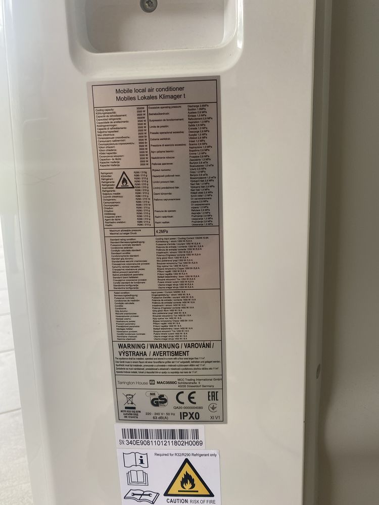 Aer conditionat portabil TARRINGTON HOUSE 12.000 BTU.