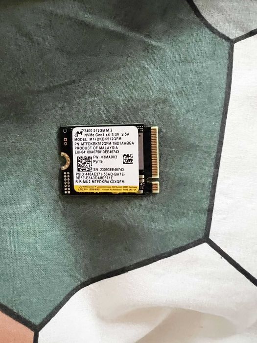 SSD M.2 NVMe Micron 512GB (Model MTFDKBK512QFM) - 2230, Gen3 x4