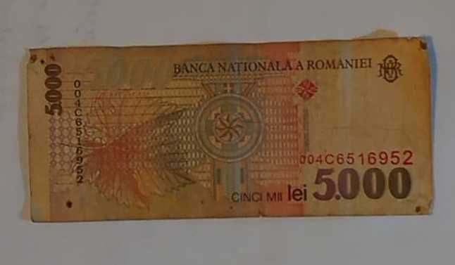 Bancnota de 5000 LEI cu efigia Lucian Blaga, editie 1998