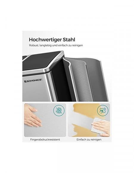 Coș de gunoi pentru reciclare cu compartimente, Songmics, 3x18L