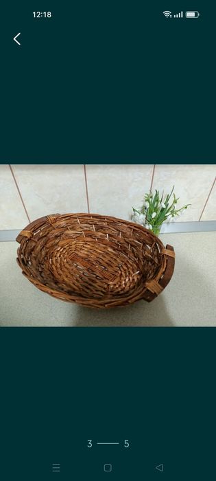 Coș mare din nuiele naturale tip platou, fructiera