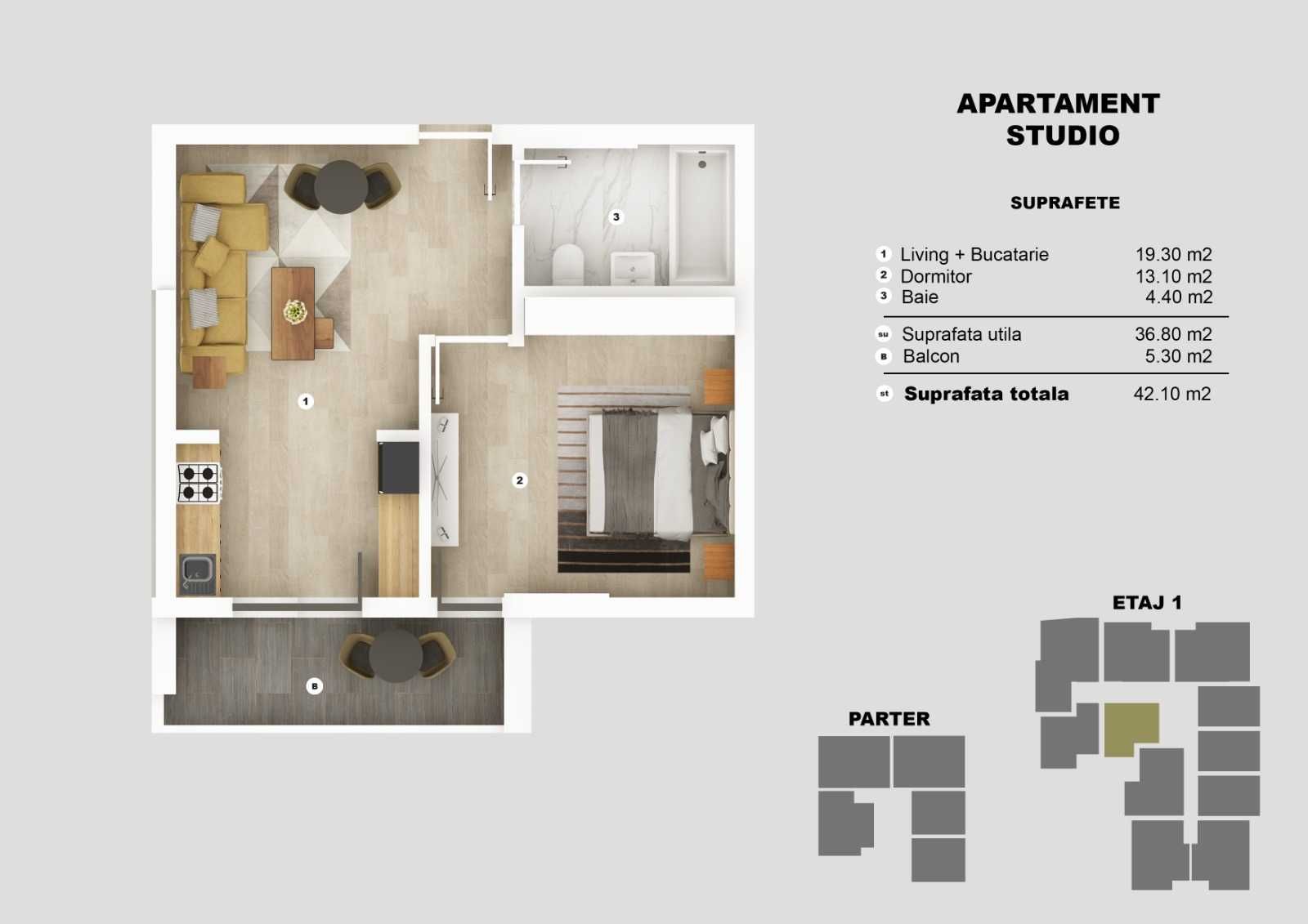 Apartament 2 camere tip Studio sector 4 Aparatorii Patriei