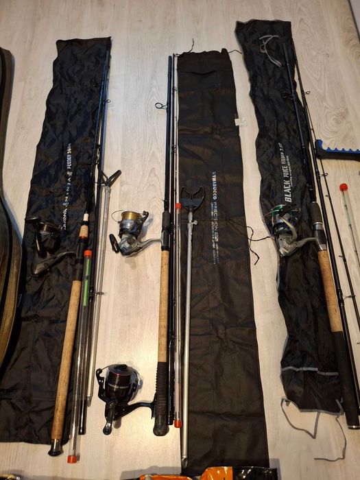 Echipament pescuit complet 6 lansete feeder si  crap, juvelnic, husa