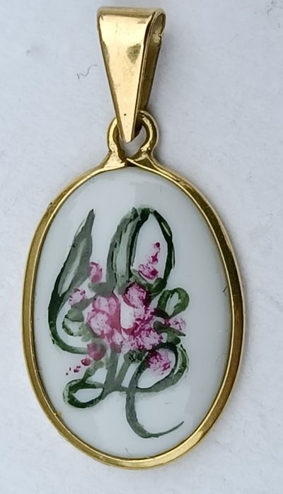 Pandantiv din Aur 18 k , pictat manual in Italia, vintage