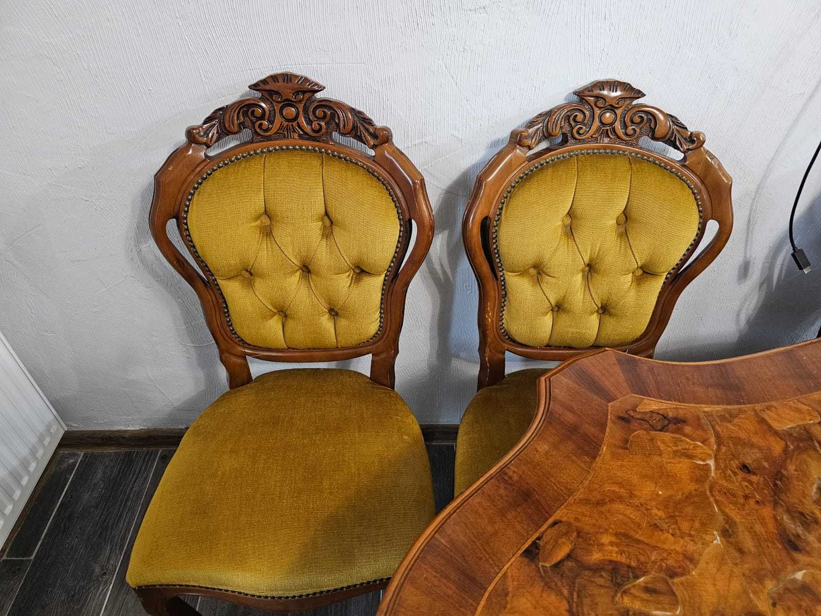 Masa de sufragerie cu 6 scaune, lemn, Vintage