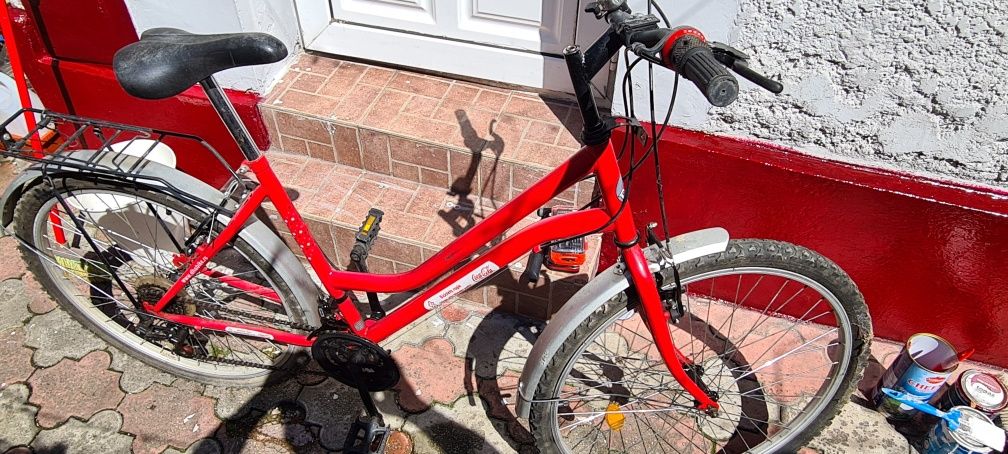 Bicicleta rosie rar ediție limitata Coca Cola mtb 18 viteze 3 foi 26"