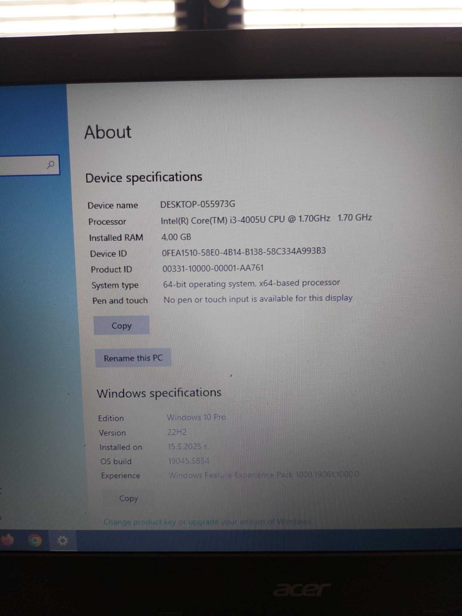 Лаптоп Втора употреба Acer Aspire E5-573-4308