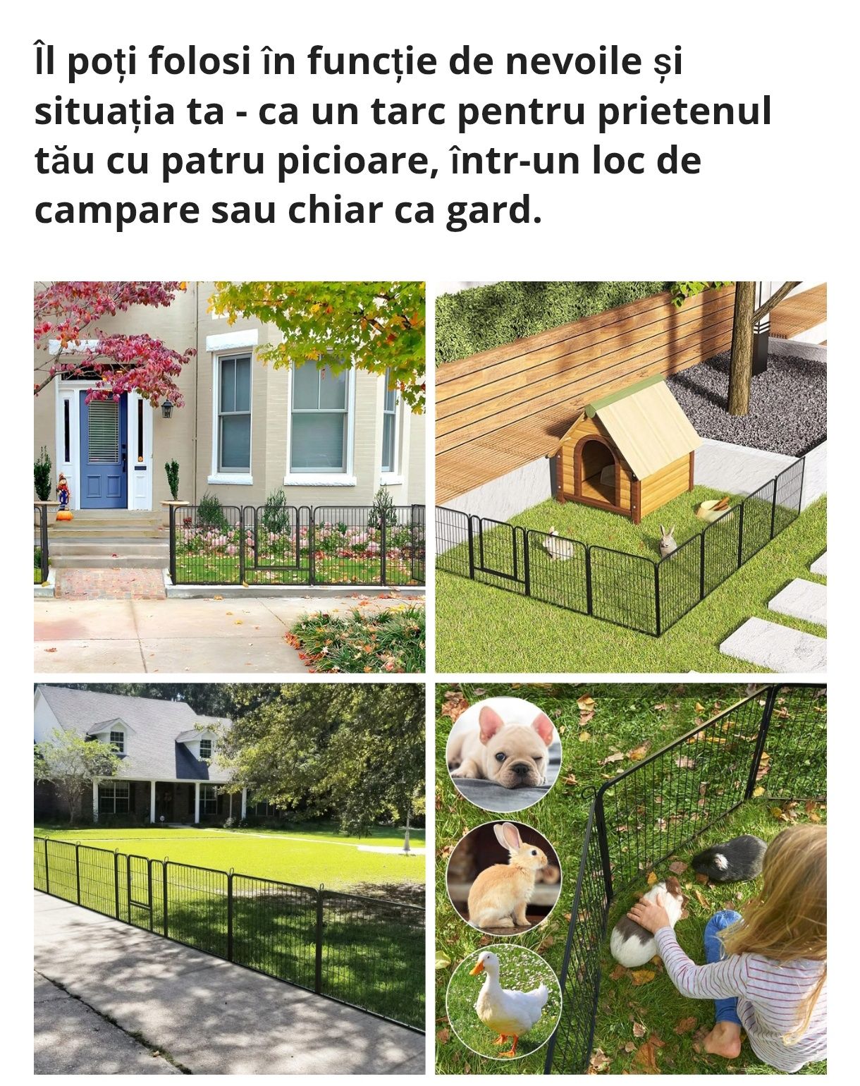 Țarc pliabil pentru animale de companie, gard decorativ, 12 panouri