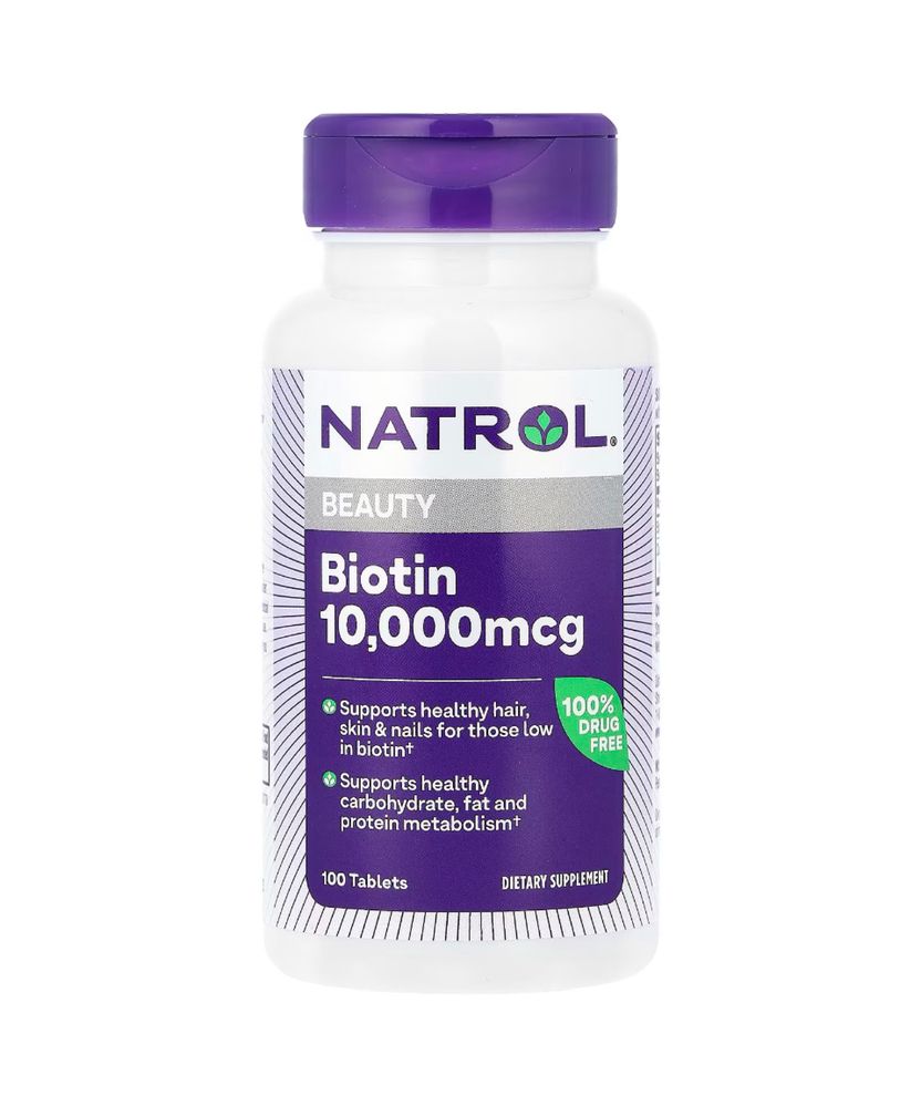 Natrol Biotin 10.000mcg 100tablets. Натрол Биотин 10.000мкг 100таблет